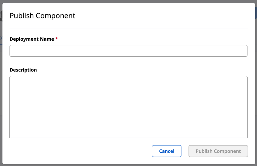 Publish Component Popup