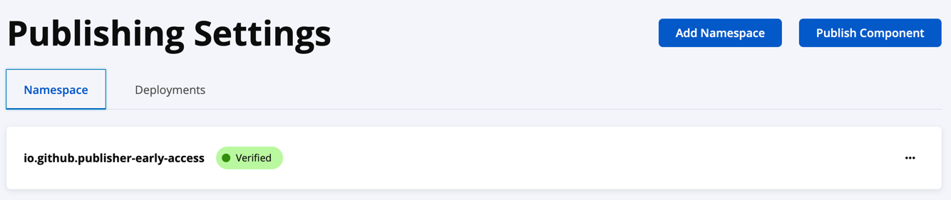 Publish Component in Namespace